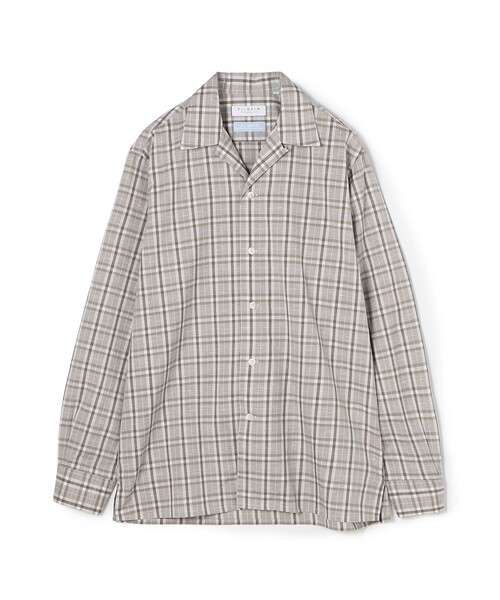 TOMORROWLAND チェック柄シャツ M TOMORROWLAND チェック柄 長袖ボタンダウンシャツ オレンジ×グレー M