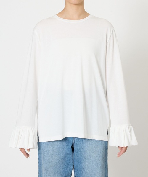 BARNYARDSTORM（バンヤードストーム）の「BARNYARDSTORM / バルーンスリーブプルオーバー/マシンウォッシャブル（Tシャツ/カットソー・レディース・ホワイト/ブラック・FREE）」の13枚目の写真