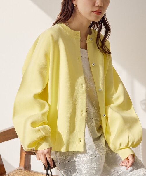 DISCOAT（ディスコート）の「メタル釦スポンディッシュカーディガン《WEB限定カラーあり》（カーディガン/ボレロ・レディース・ブラック/ダークブラウン/ネイビー/ブラウン/グレー/レッド/ピンク/アイボリー/ブラック系その他/ブルー系その他/ベビーピンク/グレイッシュベージュ/ダークグレー/イエロー・FREE）」の11枚目の写真