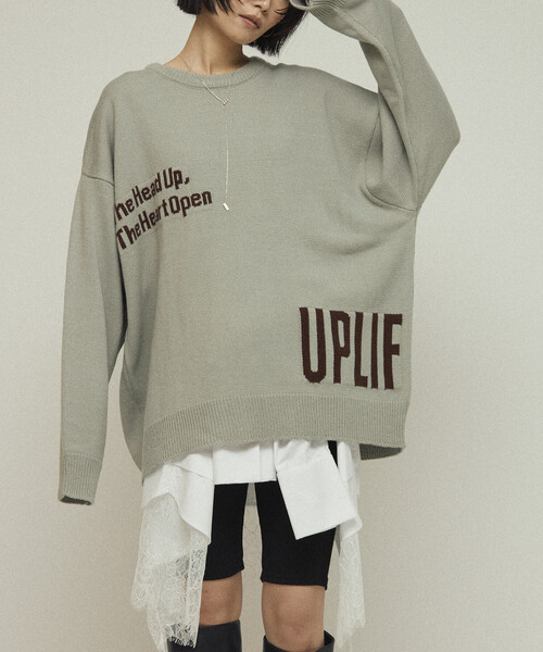 Firsthand（ファーストハンド）の「Firsthand/ファーストハンド スウェットライク レタードニット / ジャガードニット（ニット/セーター・レディース・オフホワイト/チャコールグレー/グレー/ブラウン・ﾌﾘ-）」の4枚目の写真