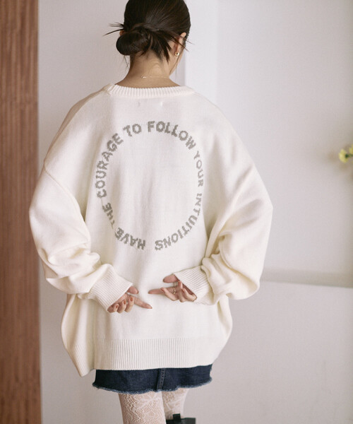 Firsthand（ファーストハンド）の「Firsthand/ファーストハンド スウェットライク レタードニット / ジャガードニット（ニット/セーター・レディース・オフホワイト/チャコールグレー/グレー/ブラウン・ﾌﾘ-）」の2枚目の写真