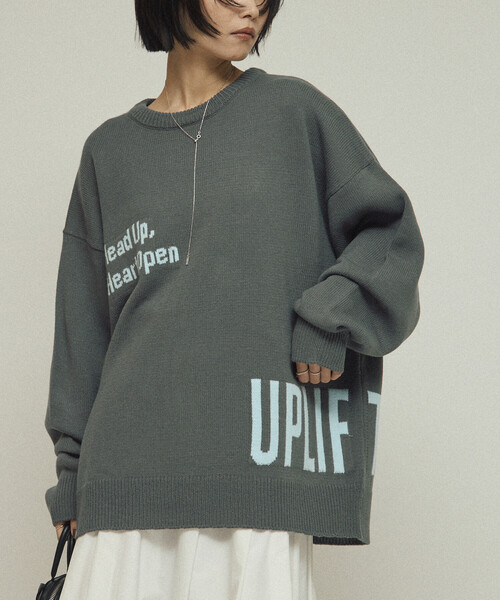 Firsthand（ファーストハンド）の「Firsthand/ファーストハンド スウェットライク レタードニット / ジャガードニット（ニット/セーター・レディース・オフホワイト/チャコールグレー/グレー/ブラウン・ﾌﾘ-）」の3枚目の写真