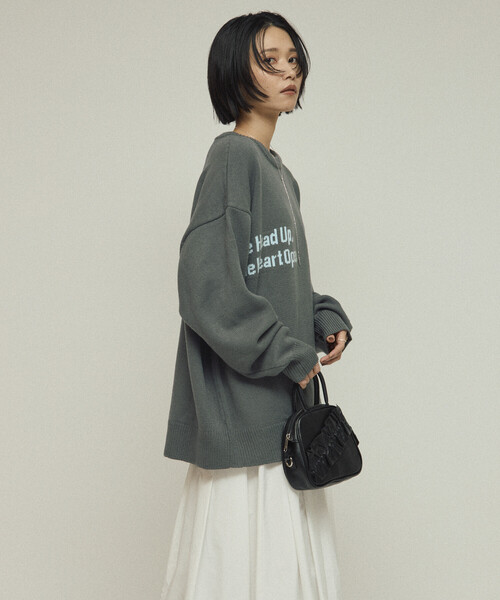 Firsthand（ファーストハンド）の「Firsthand/ファーストハンド スウェットライク レタードニット / ジャガードニット（ニット/セーター・レディース・オフホワイト/チャコールグレー/グレー/ブラウン・ﾌﾘ-）」の12枚目の写真