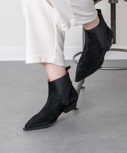 ANGEL ALARCON】ポインテッドトウローヒールサイドゴア(D53008