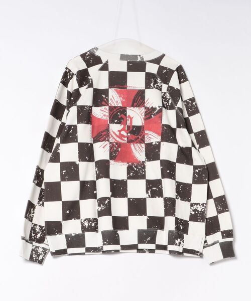 TALKING ABOUT THE ABSTRACTION（トーキング　アバウト　ジ　アブストラクション）の「【TALKING ABOUT THE ABSTRACTION】CHECKERED FLAG RAGLAN SWEAT / ブラック [2526AW-LS-001C]（スウェット・メンズ・ブラック・L/M）」の9枚目の写真