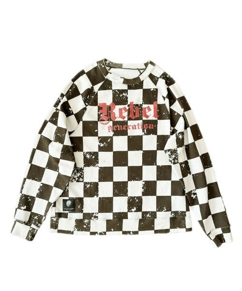 【TALKING ABOUT THE ABSTRACTION】CHECKERED FLAG RAGLAN SWEAT / ブラック [2526AW-LS-001C]