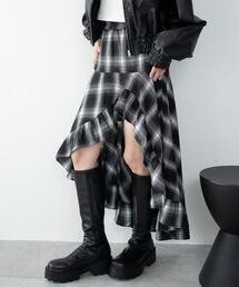 WEGO | WEGO/チェックアシンメトリーフリルロングスカート(スカート)