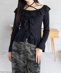 clear | ホルターネックリボンフリルフレアスリーブトップス[大人 フェミニン]≪AW新作≫(ニット/セーター)