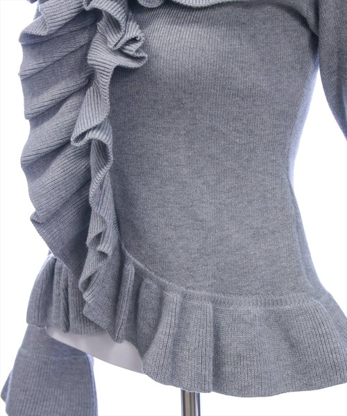 clear（クリア）の「ホルターネックリボンフリルフレアスリーブニットトップス[大人 フェミニン]（ニット/セーター・レディース・ブラック/アイボリー/杢グレー/ボルドー・F）」の17枚目の写真