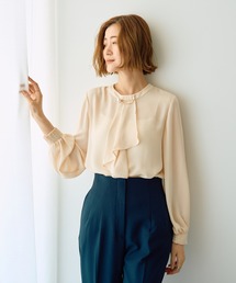 YECCA VECCA | パールブローチ付きボウタイブラウス(シャツ/ブラウス)