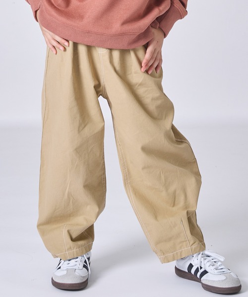 セール】【綿100%】ユニセックス ステッチ バルーンチノパン