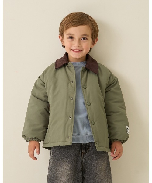 b・ROOM（ビールーム）の「【組み合わせ自由シリーズ】コーデュロイ衿パフジャケット（ブルゾン・キッズ・ネイビー/モカ/カーキ・100cm/110cm/120cm/130cm/140cm/150cm）」の3枚目の写真