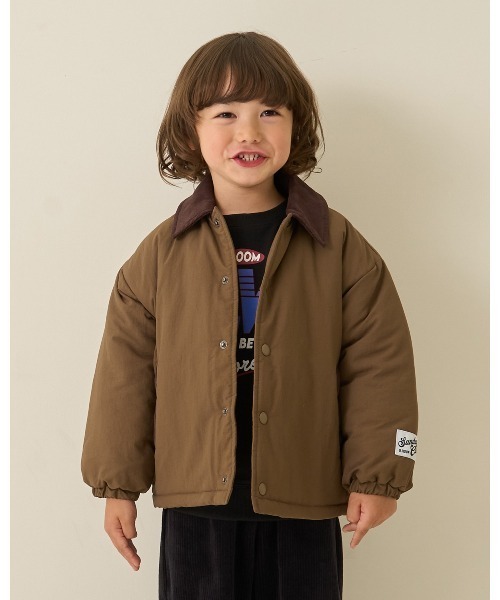 b・ROOM（ビールーム）の「【組み合わせ自由シリーズ】コーデュロイ衿パフジャケット（ブルゾン・キッズ・ネイビー/モカ/カーキ・100cm/110cm/120cm/130cm/140cm/150cm）」の2枚目の写真