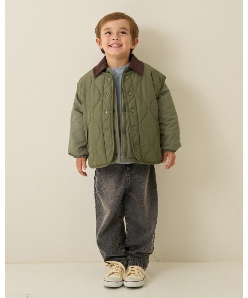 b・ROOM（ビールーム）の「【組み合わせ自由シリーズ】コーデュロイ衿パフジャケット（ブルゾン・キッズ・ネイビー/モカ/カーキ・100cm/110cm/120cm/130cm/140cm/150cm）」の12枚目の写真