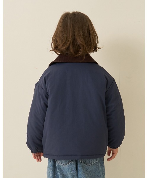 b・ROOM（ビールーム）の「【組み合わせ自由シリーズ】コーデュロイ衿パフジャケット（ブルゾン・キッズ・ネイビー/モカ/カーキ・100cm/110cm/120cm/130cm/140cm/150cm）」の4枚目の写真