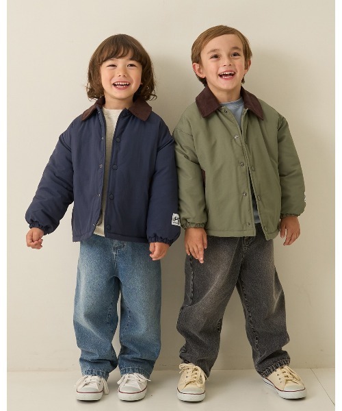 b・ROOM（ビールーム）の「【組み合わせ自由シリーズ】コーデュロイ衿パフジャケット（ブルゾン・キッズ・ネイビー/モカ/カーキ・100cm/110cm/120cm/130cm/140cm/150cm）」の6枚目の写真