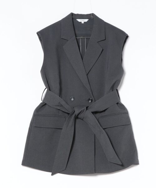 m.f.editorial(エムエフエディトリアル)の「【ストレッチ ハンドウォッシャブル】m.f.エディトリアル レディース テーラード ジレ(ベスト・レディース・グレー系その他2/ダークウッド・MEDIUM)」の3枚目の写真