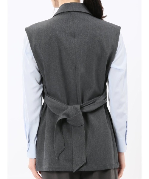 m.f.editorial(エムエフエディトリアル)の「【ストレッチ ハンドウォッシャブル】m.f.エディトリアル レディース テーラード ジレ(ベスト・レディース・グレー系その他2/ダークウッド・MEDIUM)」の8枚目の写真