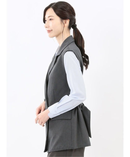 m.f.editorial(エムエフエディトリアル)の「【ストレッチ ハンドウォッシャブル】m.f.エディトリアル レディース テーラード ジレ(ベスト・レディース・グレー系その他2/ダークウッド・MEDIUM)」の12枚目の写真