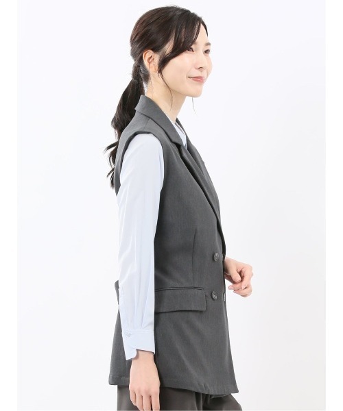 m.f.editorial(エムエフエディトリアル)の「【ストレッチ ハンドウォッシャブル】m.f.エディトリアル レディース テーラード ジレ(ベスト・レディース・グレー系その他2/ダークウッド・MEDIUM)」の14枚目の写真