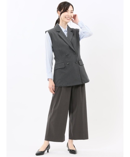m.f.editorial(エムエフエディトリアル)の「【ストレッチ ハンドウォッシャブル】m.f.エディトリアル レディース テーラード ジレ(ベスト・レディース・グレー系その他2/ダークウッド・MEDIUM)」の15枚目の写真
