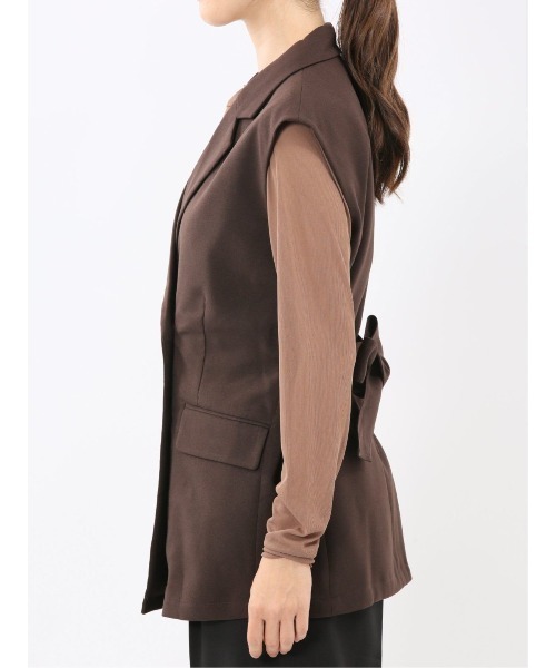 m.f.editorial(エムエフエディトリアル)の「【ストレッチ ハンドウォッシャブル】m.f.エディトリアル レディース テーラード ジレ(ベスト・レディース・グレー系その他2/ダークウッド・MEDIUM)」の18枚目の写真