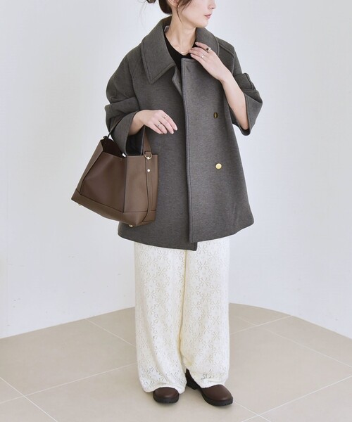 quaranciel:〈手洗い可能〉ダンボール ステンカラー ジャケット コート