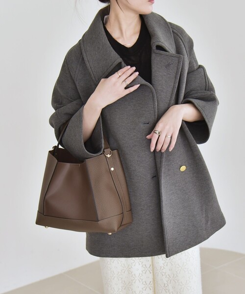 quaranciel:〈手洗い可能〉ダンボール ステンカラー ジャケット コート