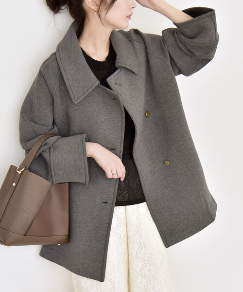 quaranciel:〈手洗い可能〉ダンボール ステンカラー ジャケット