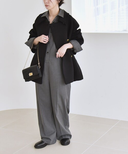 SHIPS quarancielダンボール ステンカラーコート 25AW quaranciel:〈手洗い可能〉ダンボール ステンカラー ジャケット コート