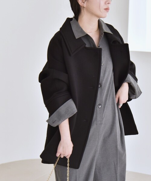 quaranciel:〈手洗い可能〉ダンボール ステンカラー ジャケット コート