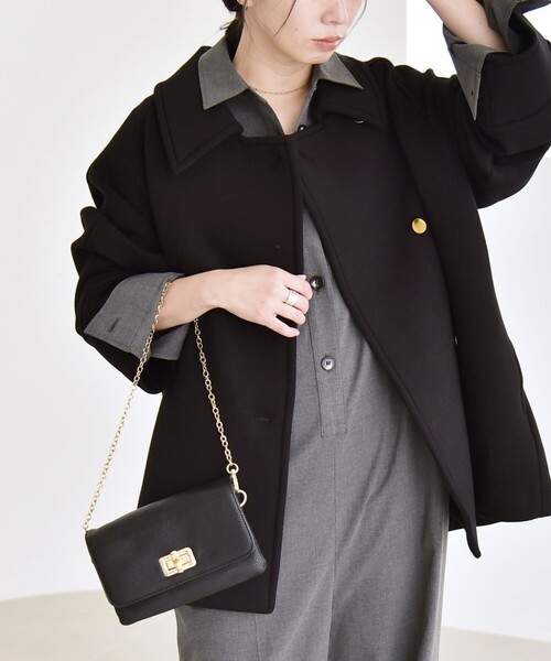 quaranciel:〈手洗い可能〉ダンボール ステンカラー ジャケット コート