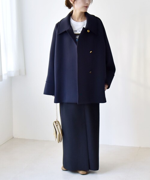 quaranciel:〈手洗い可能〉ダンボール ステンカラー ジャケット コート