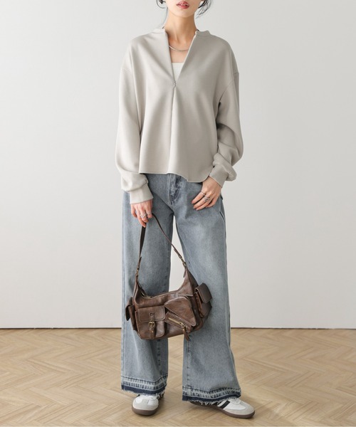 La-gemme（ラジェム）の「フロントジッププルオーバー（Tシャツ/カットソー・レディース・ブラック/グレー/ベージュ・フリー）」の17枚目の写真