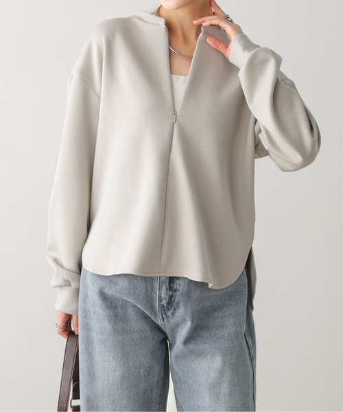 La-gemme（ラジェム）の「フロントジッププルオーバー（Tシャツ/カットソー・レディース・ブラック/グレー/ベージュ・フリー）」の18枚目の写真