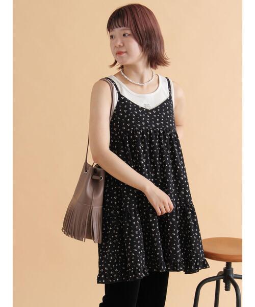 ehka sopo（エヘカソポ）の「前後2WAY花柄ミニキャミワンピース（ワンピース・レディース・ブラック/オフホワイト/ブラウン・F）」の18枚目の写真