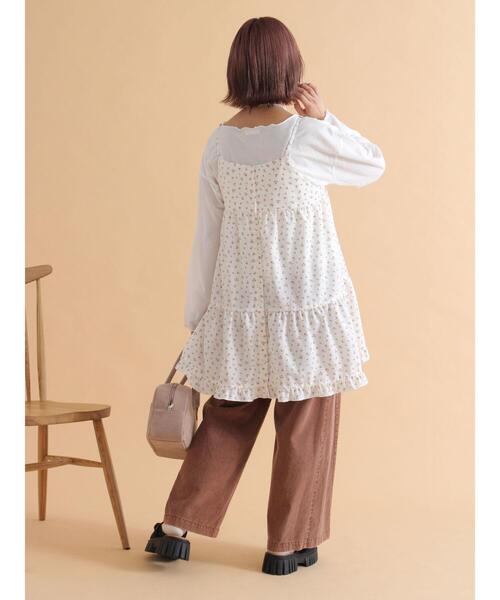 ehka sopo（エヘカソポ）の「前後2WAY花柄ミニキャミワンピース（ワンピース・レディース・ブラック/オフホワイト/ブラウン・F）」の6枚目の写真