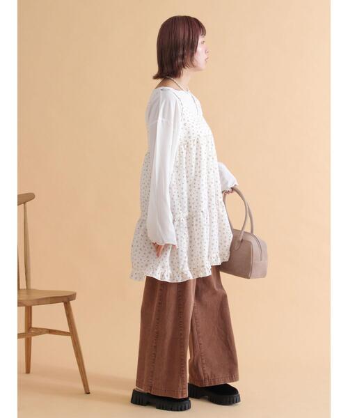 ehka sopo（エヘカソポ）の「前後2WAY花柄ミニキャミワンピース（ワンピース・レディース・ブラック/オフホワイト/ブラウン・F）」の7枚目の写真