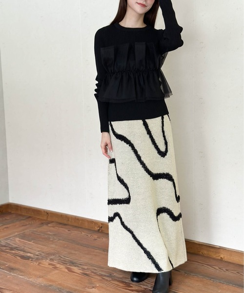 Per sist ence(パーシエンス)の「ラインジャガードタイトスカート(スカート・レディース・アイボリー/ブラック/グレー・ONE SIZE)」の18枚目の写真