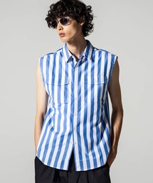 VIKTOR&ROLF | VIKTOR&ROLF(ヴィクター&ロルフ)カットオフ ストライプ柄 ノースリーブシャツ(シャツ/ブラウス)