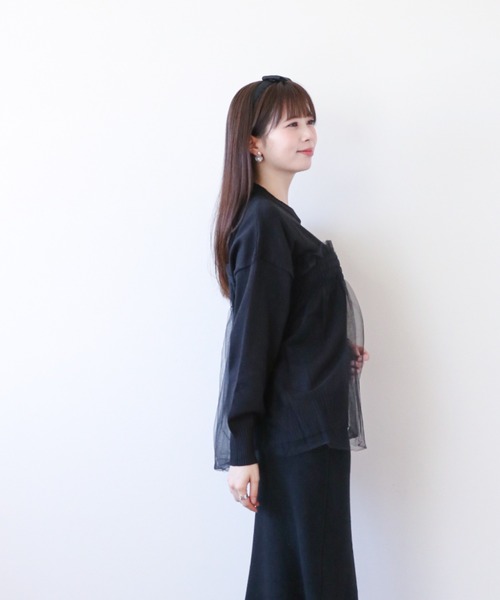 a lot of love(ア ロット オブ ラブ)の「チュールカバリング ルーズニット(ニット/セーター・レディース・ブラック/オフホワイト/グレー・FREE)」の14枚目の写真