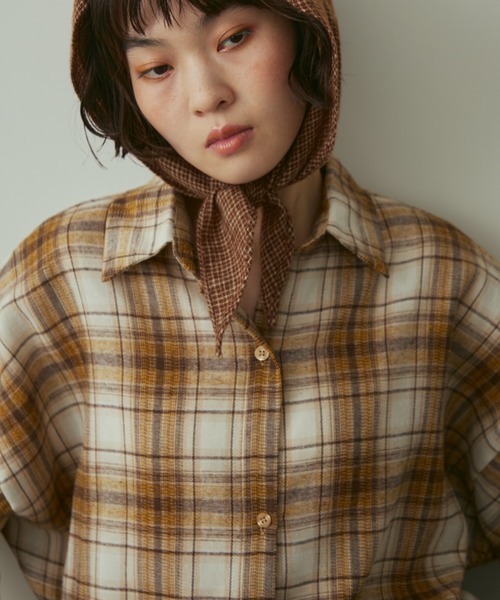 full/fill.(フルフィル)の「over check shirt / オーバーチェックシャツ(シャツ/ブラウス・レディース・ネイビー/アイボリー・FREE)」の3枚目の写真