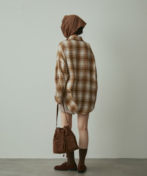 full/fill.(フルフィル)の「over check shirt / オーバーチェックシャツ(シャツ/ブラウス・レディース・ネイビー/アイボリー・FREE)」の5枚目の写真