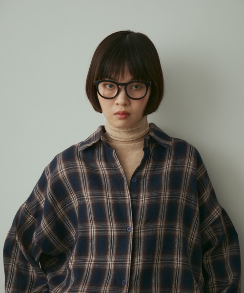 full/fill.(フルフィル)の「over check shirt / オーバーチェックシャツ(シャツ/ブラウス・レディース・ネイビー/アイボリー・FREE)」の12枚目の写真