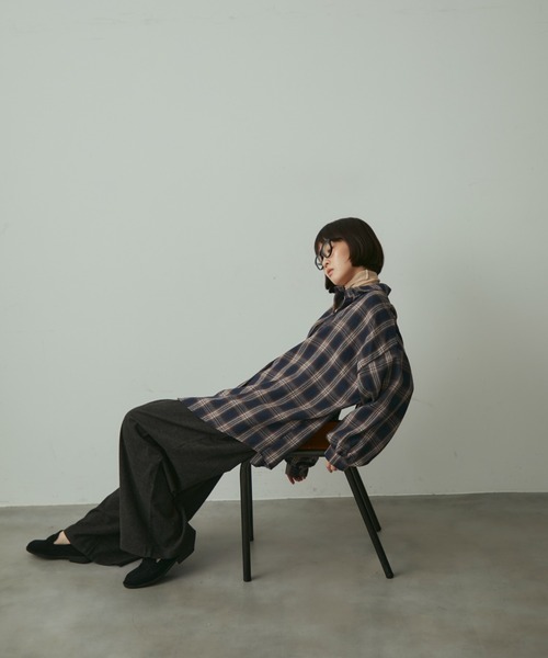 full/fill.(フルフィル)の「over check shirt / オーバーチェックシャツ(シャツ/ブラウス・レディース・ネイビー/アイボリー・FREE)」の16枚目の写真