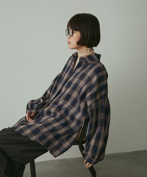 full/fill.(フルフィル)の「over check shirt / オーバーチェックシャツ(シャツ/ブラウス・レディース・ネイビー/アイボリー・FREE)」の17枚目の写真