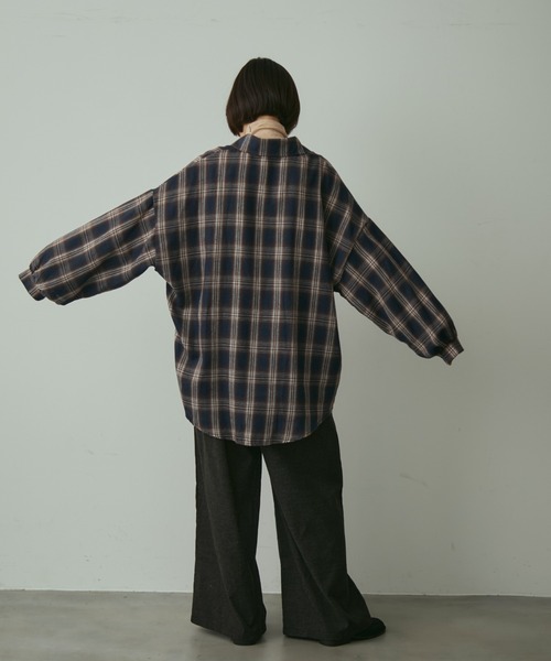 full/fill.(フルフィル)の「over check shirt / オーバーチェックシャツ(シャツ/ブラウス・レディース・ネイビー/アイボリー・FREE)」の15枚目の写真