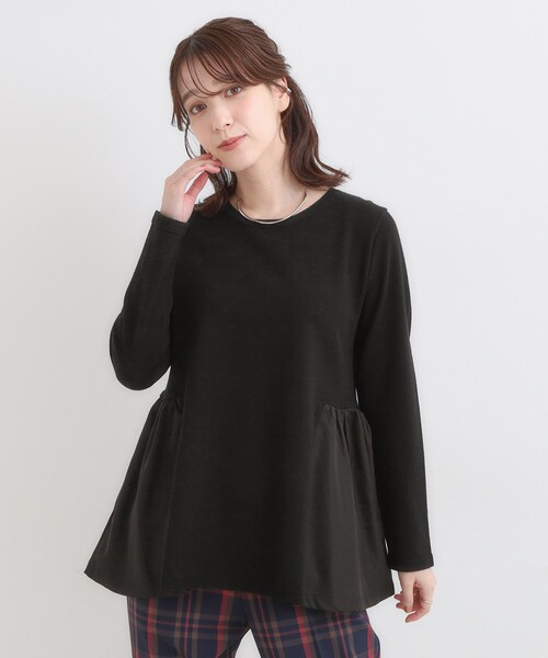 DRESKIP（ドレスキップ）の「【洗濯機可/S-LL/体型カバー】異素材きりかえ Aラインニット（ニット/セーター・レディース・ブラック/ブラウン系/ブルー系その他・01/02/03/04）」の20枚目の写真