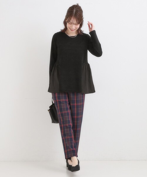 DRESKIP（ドレスキップ）の「【洗濯機可/S-LL/体型カバー】異素材きりかえ Aラインニット（ニット/セーター・レディース・ブラック/ブラウン系/ブルー系その他・01/02/03/04）」の19枚目の写真