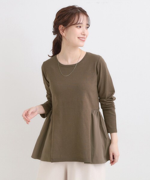 DRESKIP（ドレスキップ）の「【洗濯機可/S-LL/体型カバー】異素材きりかえ Aラインニット（ニット/セーター・レディース・ブラック/ブラウン系/ブルー系その他・01/02/03/04）」の16枚目の写真